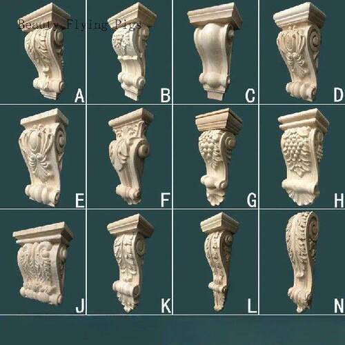 2PCS Dongyang Wood Carving Chinese Style Roman Capital