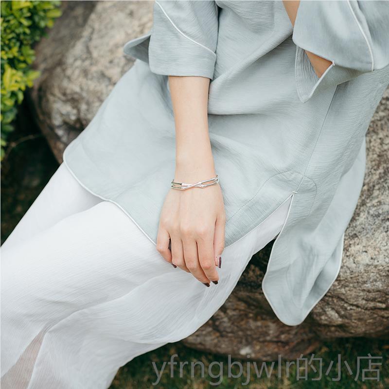 新款雅竹素原熙创设」「计银手镯女纯银竹节简约开口小众设计简约