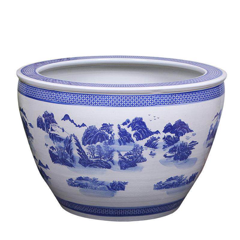 庭院大缸景德镇青花瓷水缸金鱼缸荷花碗莲睡莲盆乌龟缸酒店甲鱼缸