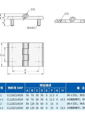 箱柜合页配电锁 7a//2 锌合金7黑色1cl226铰链久 柜左右铰- 生-