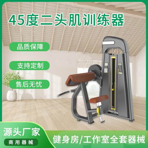 室内健身器商用豪华二头肌弯曲训练器坐姿铁片45°二头肌训练机