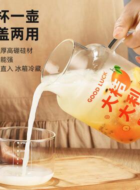 玻璃杯大量带盖杯用子家喝容水杯女新款2025耐热带把刻度XX240530