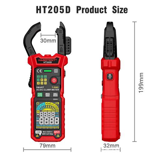 华博HT205D/HT205A彩屏数字钳型表电流表智能万用表英文HABOTEST