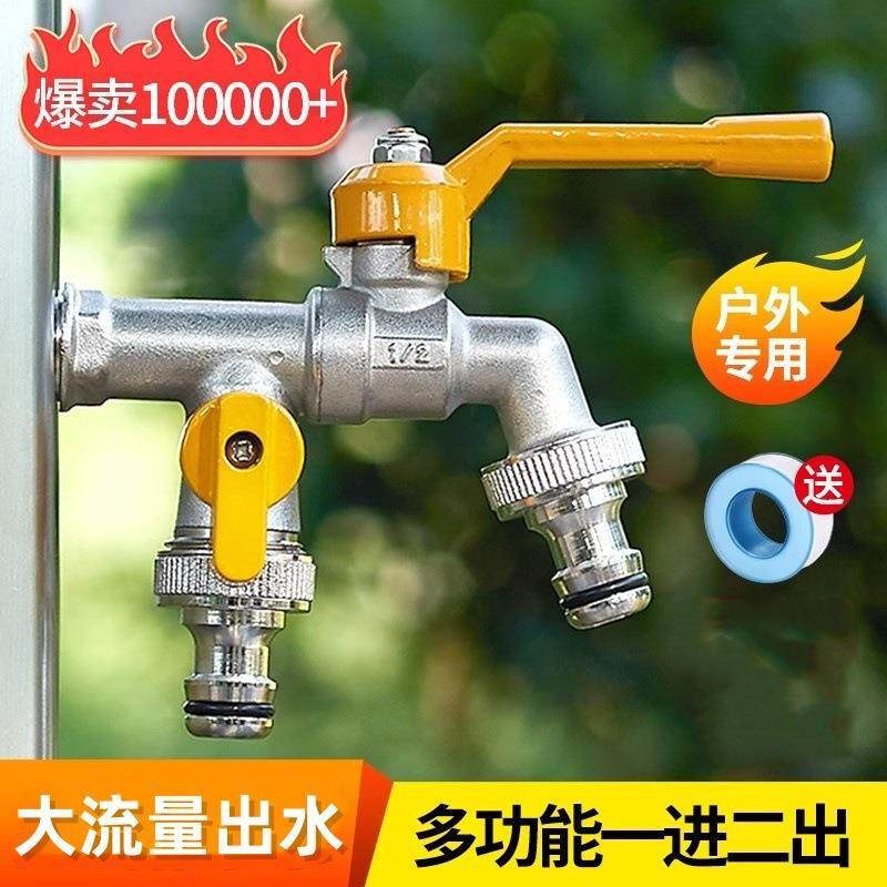 户外防冻水龙头花园庭院4分6分一进二出双出水大流量洗衣机水笼头