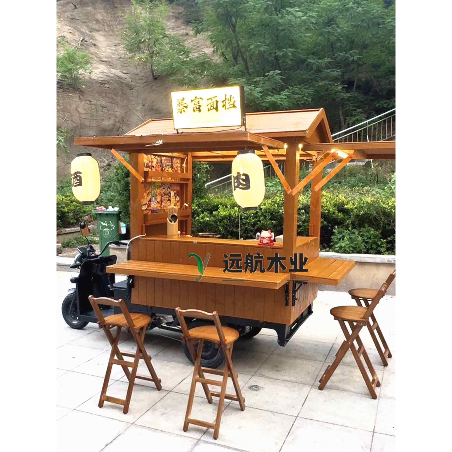 木质餐车移动小推车咖啡奶茶店小吃车餐厅商用摆摊车折叠摊位木屋