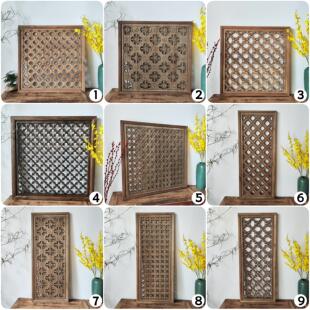 宋式美学格栅花窗中式彷古实木镂空雕花门窗櫺覆古宋氏花格挂件