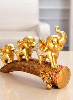 欧式树脂工艺品家居装饰玄关客厅酒柜隔板摆设复古象摆件新房礼品