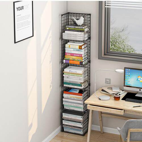 简易hs202101书窄架地书柜铁艺书本架收落纳儿童阅读子多层小书桌