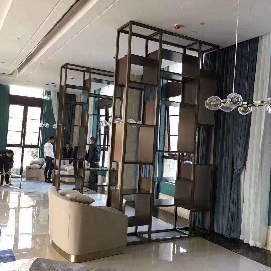 制作新中式不锈钢 屏风隔断 酒店家居卧室玄关镂空隔断 厂家销售