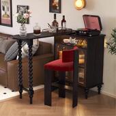 法式 实台木伸缩吧柜厅家985用典隔断柜一体客阳台收纳柜古餐边柜