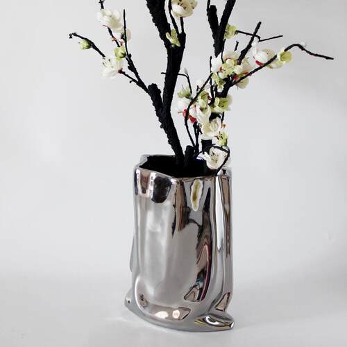 手工电镀代瓷花桌XOX面摆件客厅插花瓶现简约陶装瓶饰品餐桌花器