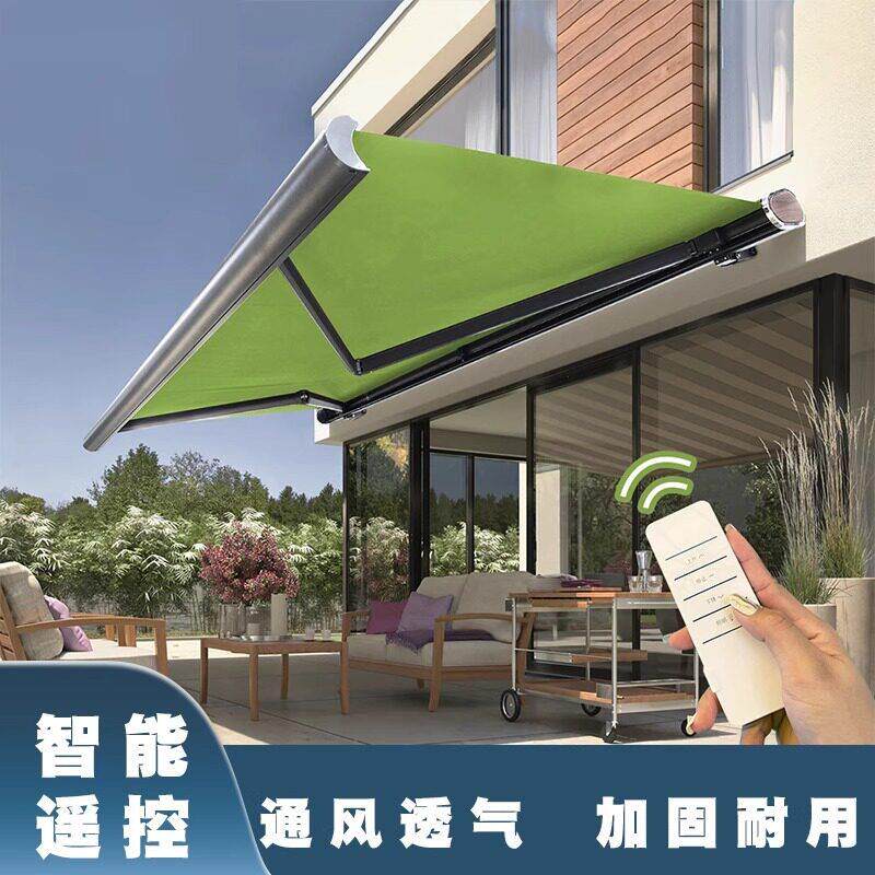 出口款全盒式伸缩遮阳篷商铺别墅阳台户外雨篷铝合金曲臂遮阳棚厂