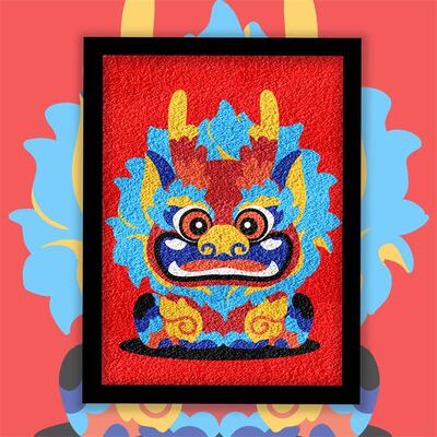 2024新年龙款麒麟非遗纸浆画手工DIYdiy材料包肌理画国潮文创礼物