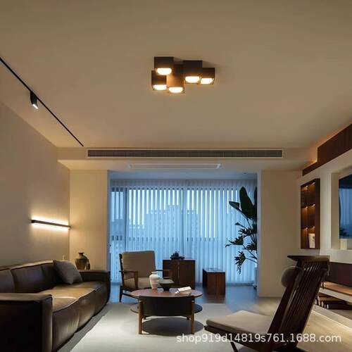 无主灯客厅照明大厅吸顶灯极简客厅灯2022新款流行明装筒灯斗胆灯