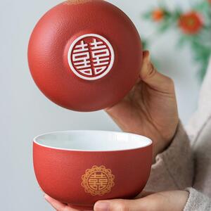 国潮文创 婚礼敬茶杯结婚碗筷套装改口敬酒喜杯喜碗一对婚庆用品