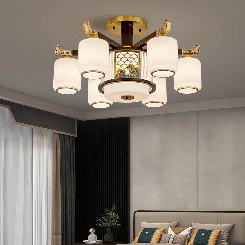 客厅吊灯全铜实木新中式中国风禅意卧室餐厅工厂直销可吸顶可吊灯