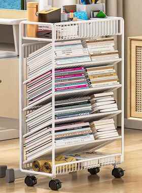 移动桌边书架收纳用书桌旁落地生学家习课桌边易简带轮置学JUX物