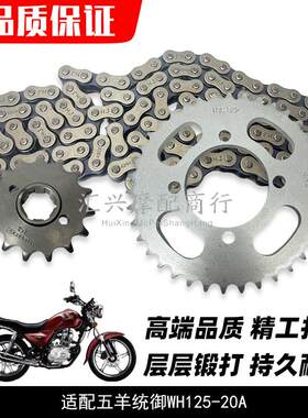 适配五羊统御WH125-20A摩托车链条 全套前小齿后链盘 套链