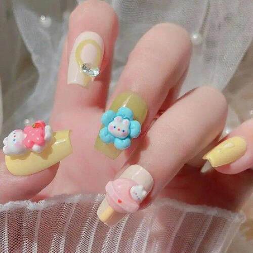 2/3/4SETS Resin Strawberry Rabbit 3d Lovely Charming Best