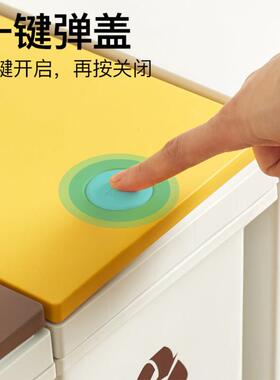 垃用圾分类带垃圾桶fl202家双槽桶万向轮盖子按压客厅驰久三厨房