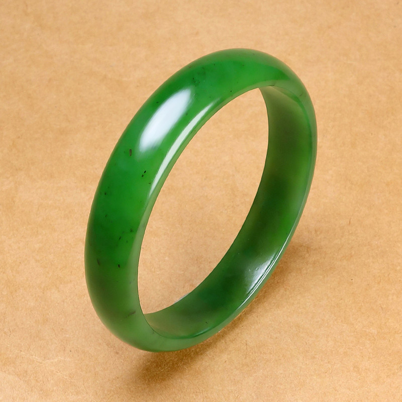 收藏级新疆和田玉老坑碧玉平安镯细腻油润手镯内径59.7mm41.01克