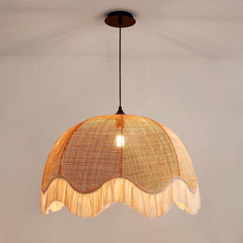 日式吊灯法式中古客厅卧室餐厅吧台侘寂风复古藤艺高级感氛围灯具