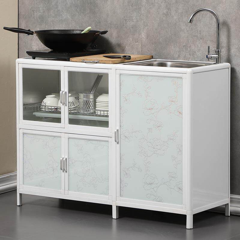 白管水槽厨房柜子洗济碗水柜简易组金装经型铝合橱柜出租房不槽锈