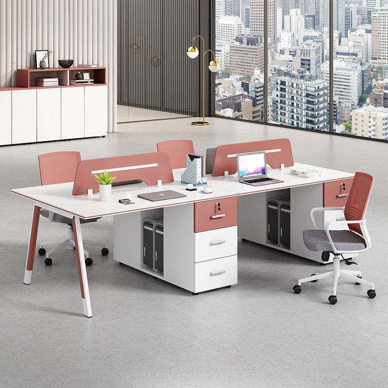 带插座职员四人位办公桌椅组合工作台办公室简约现代卡座2/6/8人