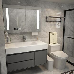 岩板热弯一体盆浴室柜组合化妆室洗漱台厕所洗脸洗手池萧山卫浴90