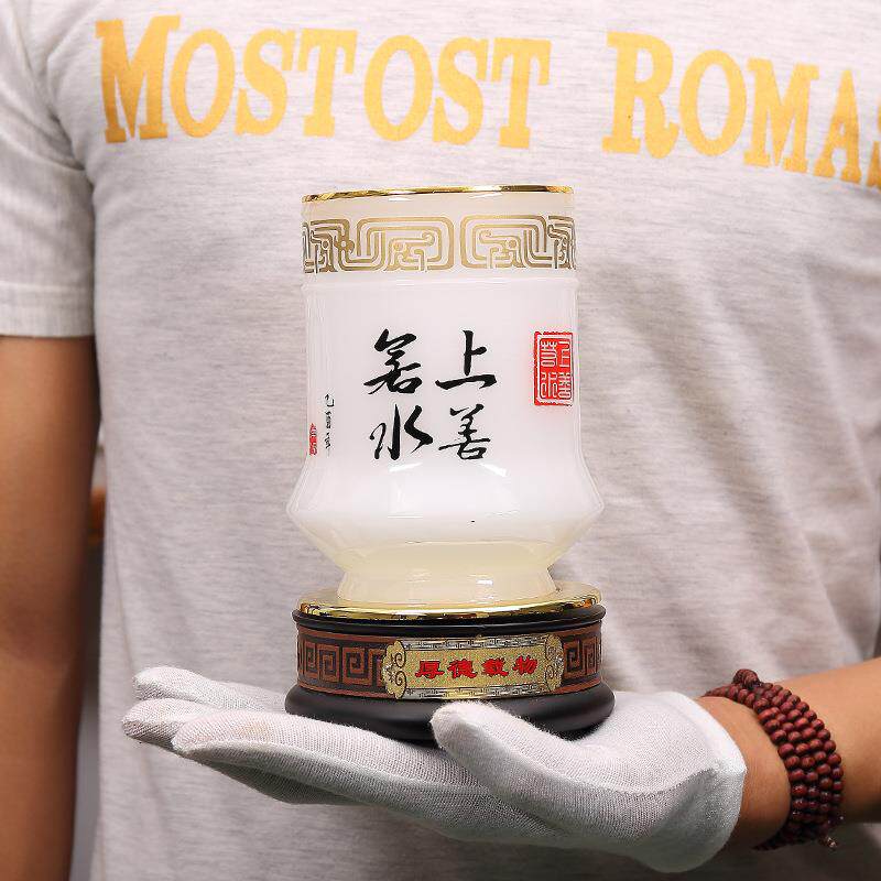 琉璃玉笔筒送老板老师办公室摆件上厚德载物桌面装饰品摆设