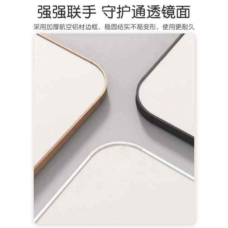 镜子家用北欧金属穿衣镜卧室立式壁挂贴墙镜子全身镜子立体落华庚