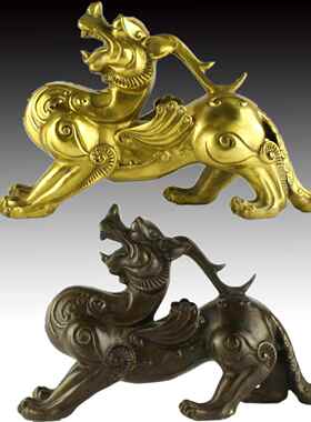纯黄铜天禄貔貅摆件 开业礼品大号金属工艺品皮丘摆件
