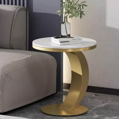 轻奢沙发边几客厅岩板角几圆形创意可移动茶几简约酒店民宿小圆桌