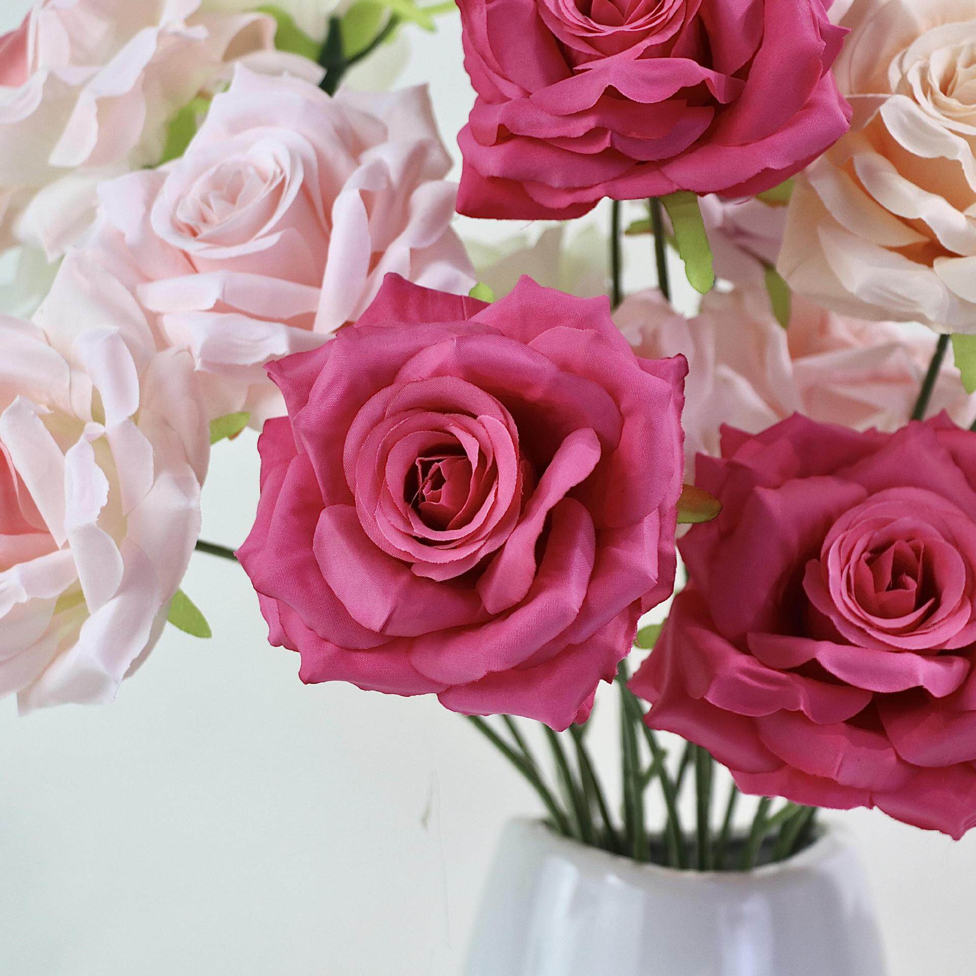 仿真3头无叶钻石玫花瑰 北欧轻风真花奢装饰婚庆仿假花插布置