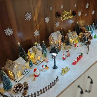 圣诞节主题场景装饰品造景摆件展示盒入门柜微景观雪景布置配件