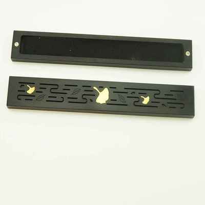 古风堂紫光檀木镶嵌黄铜2件套卧香盒香筒带香插套装香具香炉