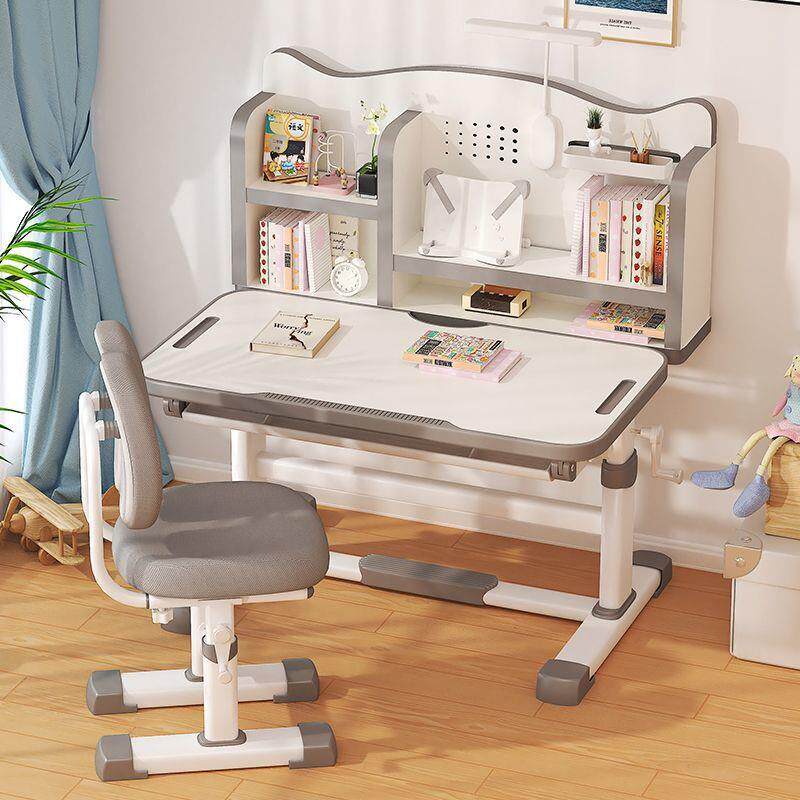 2025可升降儿童学习桌小学生家用带书架写字书桌子小孩课桌椅套装