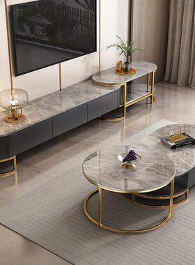 岩新款柜意式可伸301-nanh缩客厅茶几电视组合轻奢现代家板用大小