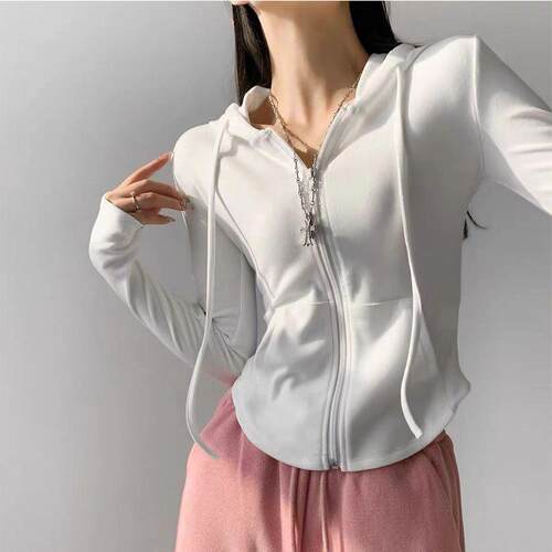 Hooded cardigan, hoodie, outerwear, women's slimming