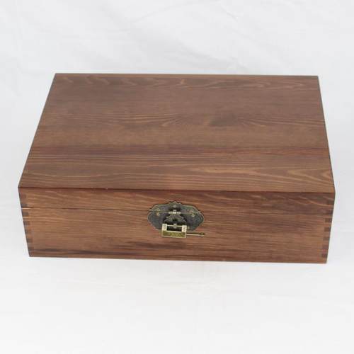 正品包邮z akka复仿古木质化妆品带锁盒收纳整理盒 古首饰木盒证