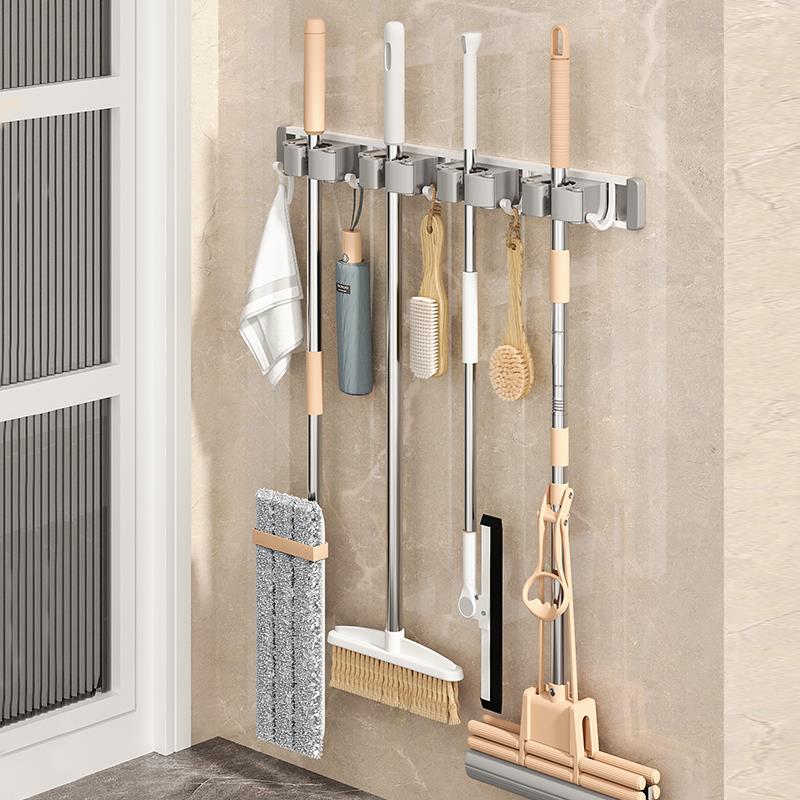 拖把壁挂夹架免打孔挂钩阳台浴室卫生间卡扣固定扫把置物收纳云邦