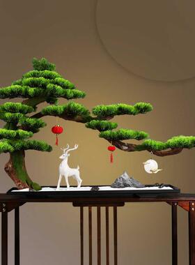 新中迎松意仿真盆景绿植客厅酒店客家居玄关装式饰品软装MB00292