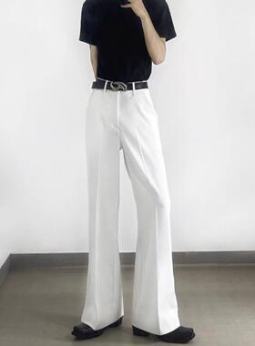 Men Pants 高街垂感开叉微喇叭西裤男春秋高级感拖地长裤男装
