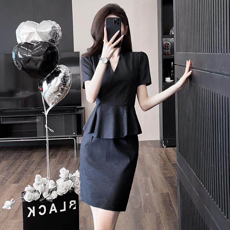 灰色小西装外套女正装2026新款夏季短袖西服高端职业套装接待制服