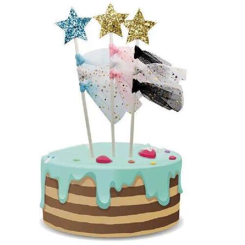 3pcs Fashion Cake Topper Set Glitter Star Decorative
