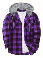 3-Pack Men's Flannel Hoodie Shirts - Plaid Button- Long thumbnail 6