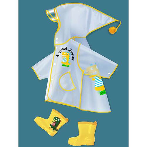 儿童雨衣雨鞋套装男童女童幼儿园宝宝3岁学生雨披斗篷式透明雨衣