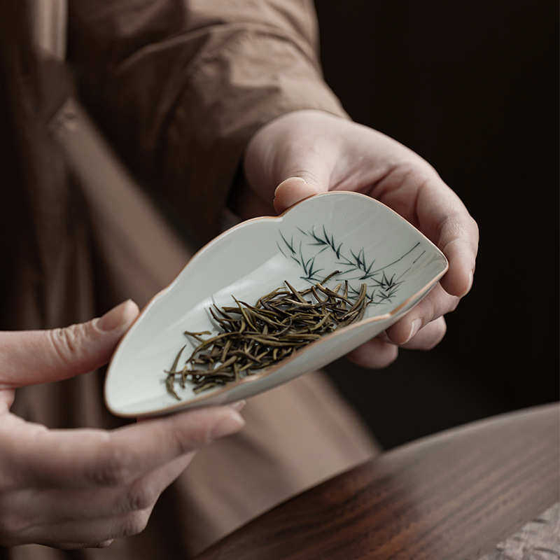 风宜长物手绘竹子茶则茶拨两件套陶瓷茶荷功夫茶具配件茶道六君子,餐饮具,茶具礼盒,淘宝优惠券,粉丝福利购,淘宝优惠卷