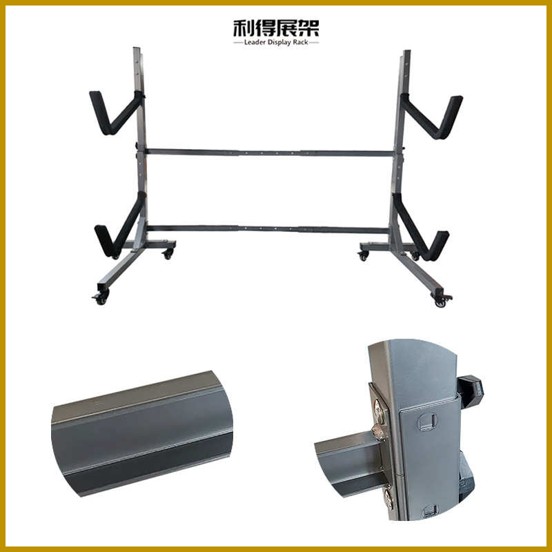 可拆装带轮冲浪板收纳架滑雪板皮划艇滑板展示架多层立式金属展架