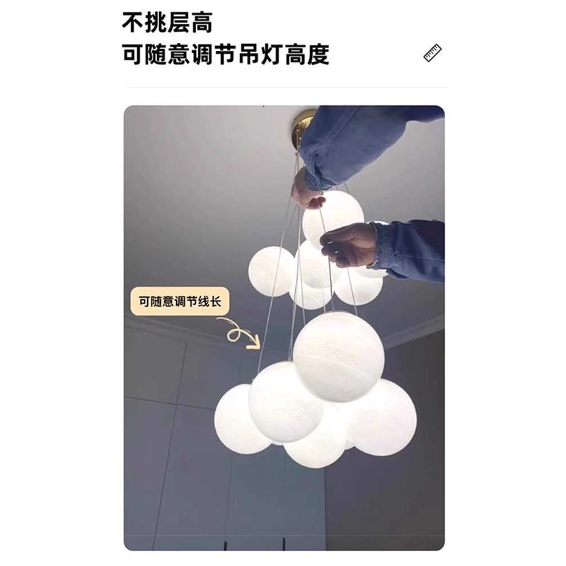 月球灯星球泡泡球客厅吊灯法式奶油风浪漫网红主卧室儿童房间灯